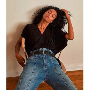 Free People Summer Lover Bodysuit Embroidered‎ Dolman intimately V Neck MED Goth